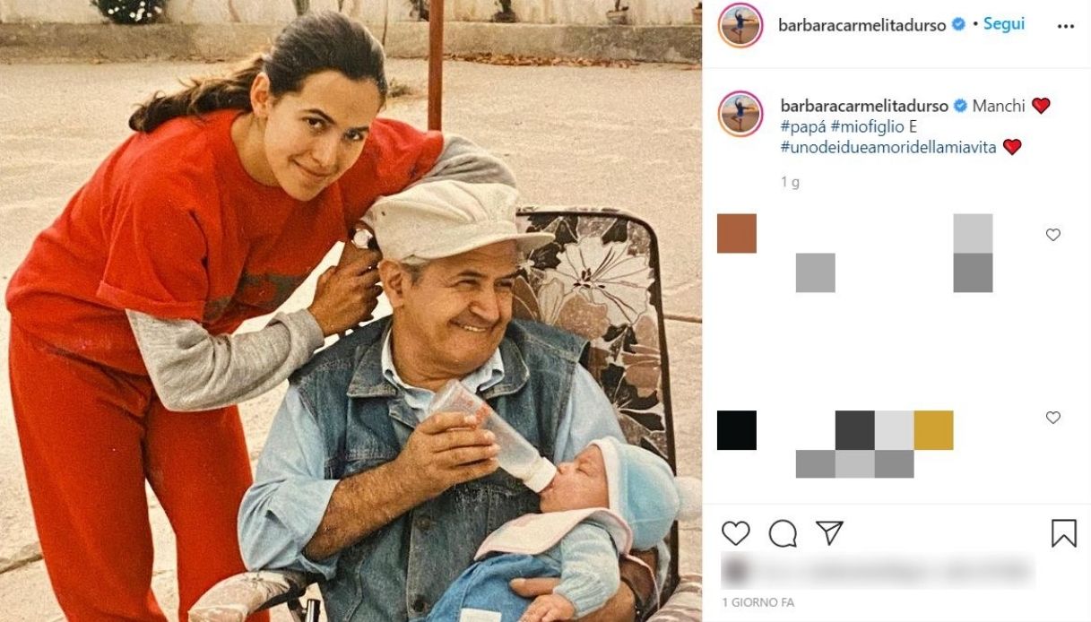 Barbara D'Urso, the photo on Instagram with her dad