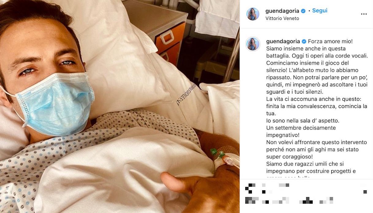 Guenda Goria in hospital for her boyfriend Mirko Giancitano