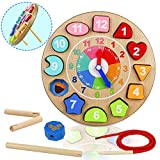 Orologio Giocattolo Bambino Montessori Giocattoli de Puzzle in Legno 4 in 1 Regalo Educativi Giochi per Bambini 3 4 5 6 Anni