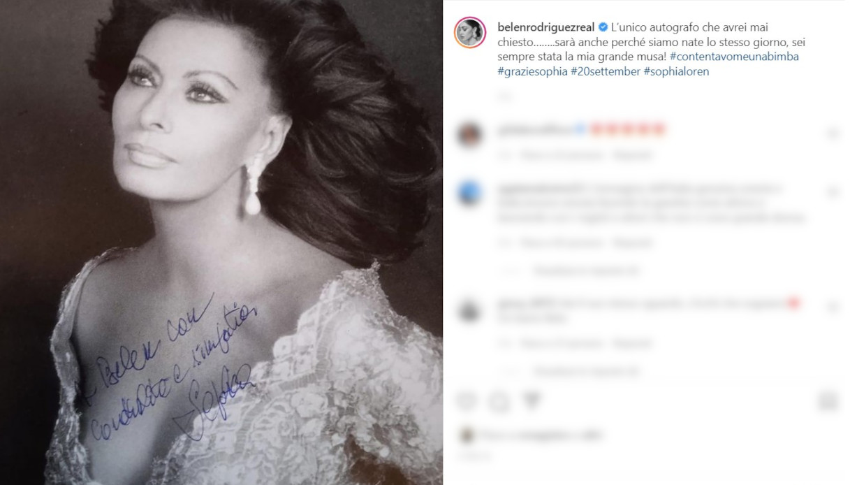 Belen Rodriguez tribute to Sophia Loren Instagram