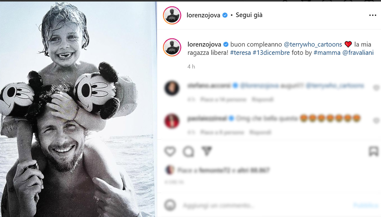 Jovanotti: greetings on Instagram to the 23 years of his daughter Teresa