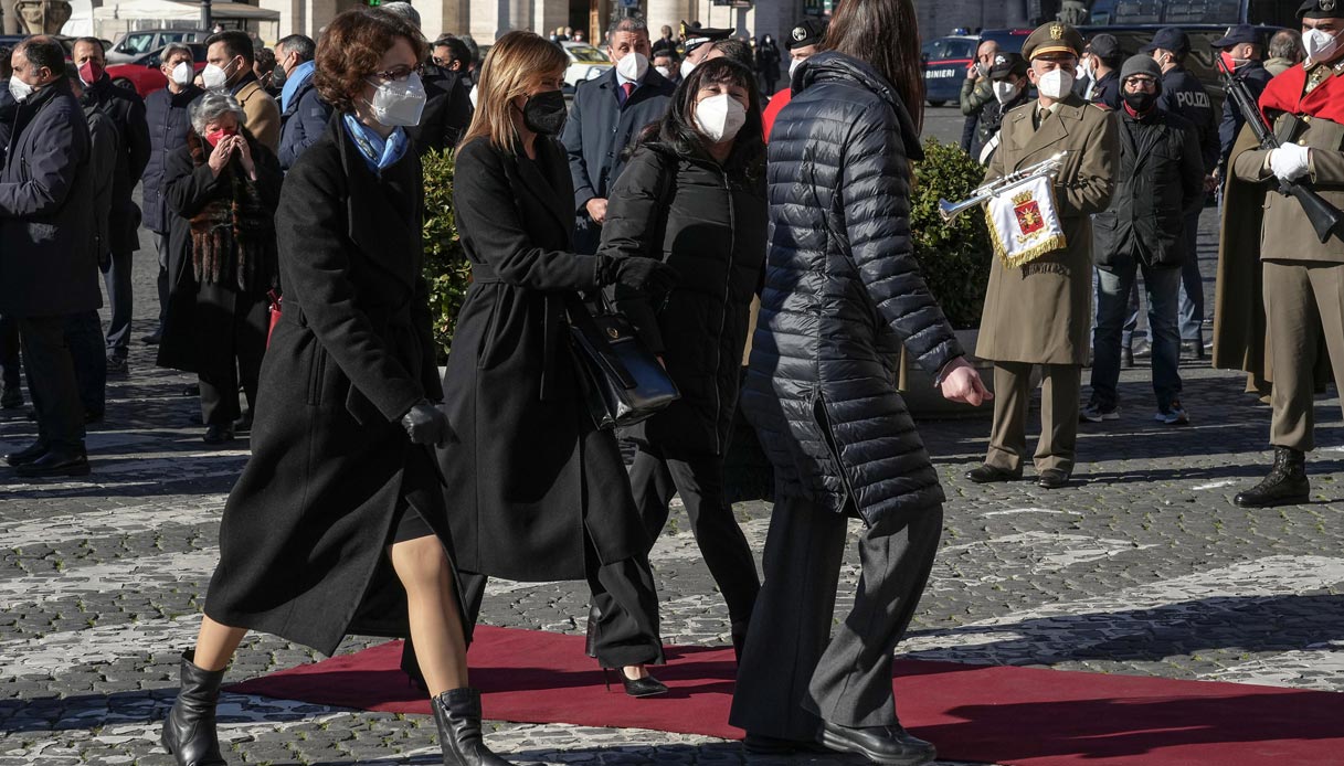 Maria Elena Boschi at the funeral of David Sassoli