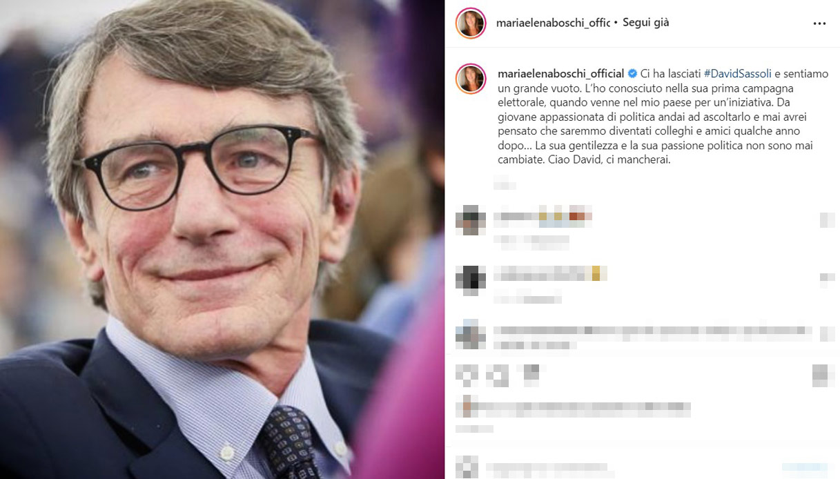 David Sassoli Instagram message Maria Elena Boschi