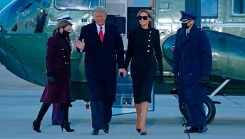 Melania Trump, the black farewell look is fabulous.  Ivanka in white