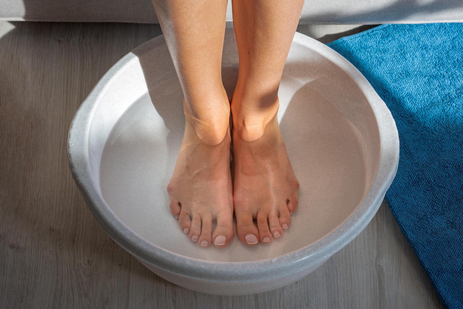 Soak your feet in this mixture.  This is the best way to deal with a troublesome problem