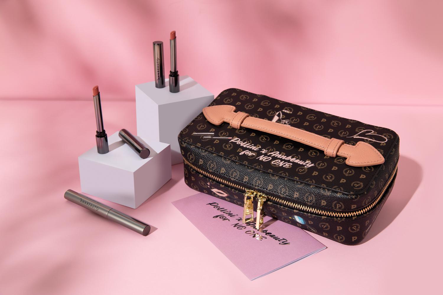 Limited set: Pollini cosmetic bag and Annbeauty lipsticks
