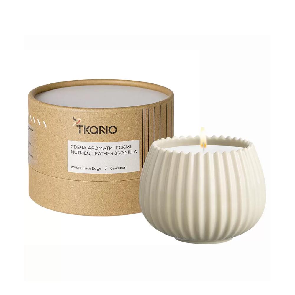 Scented candle Tkano Nutmeg Leather &  Vanilla Edge beige 30 h