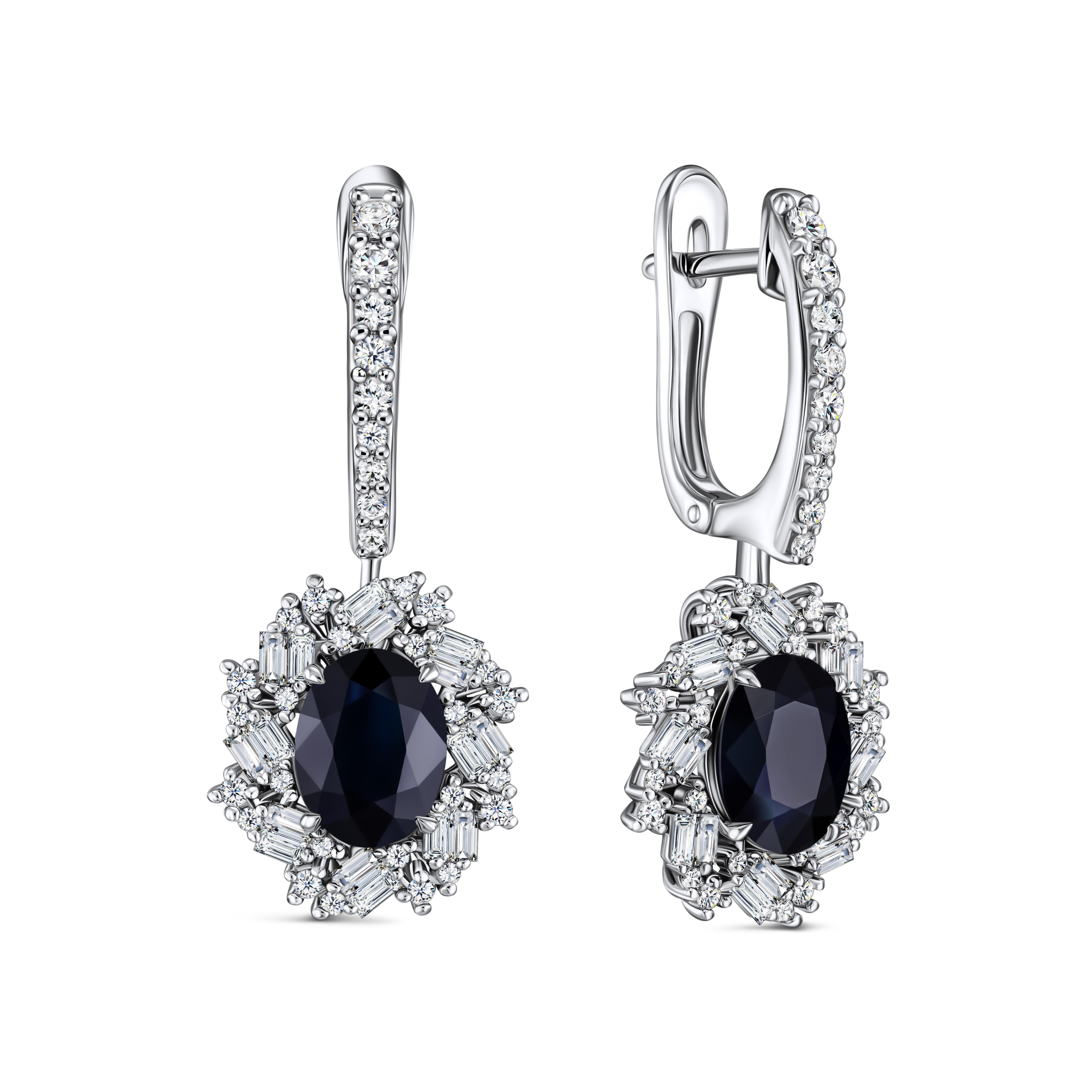 Earrings with diamonds and colored sapphires, Empire, MIUZ Diamonds