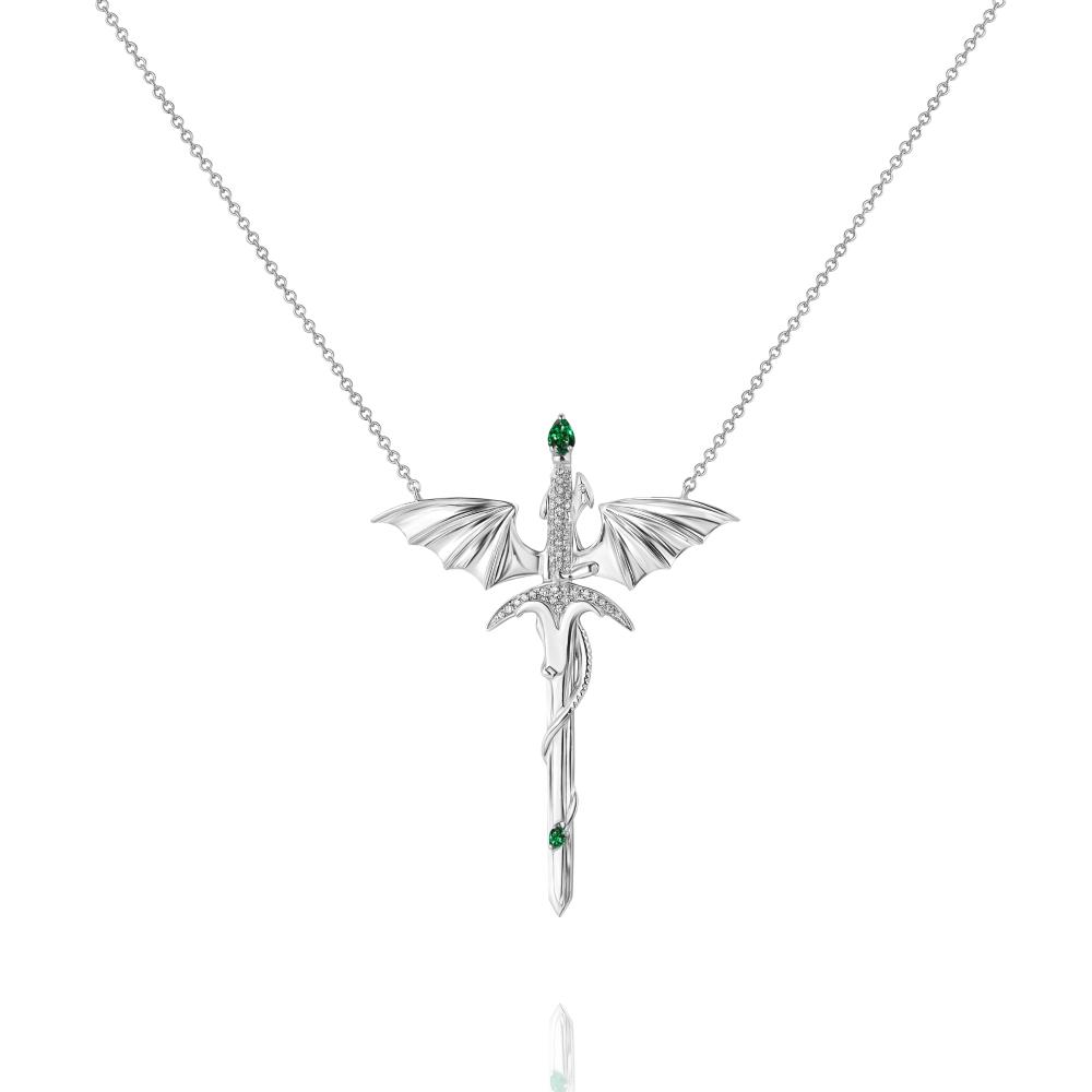 Necklace with pendant in white gold with emeralds and diamonds, Yana, RUB 599,000.  (Yana)