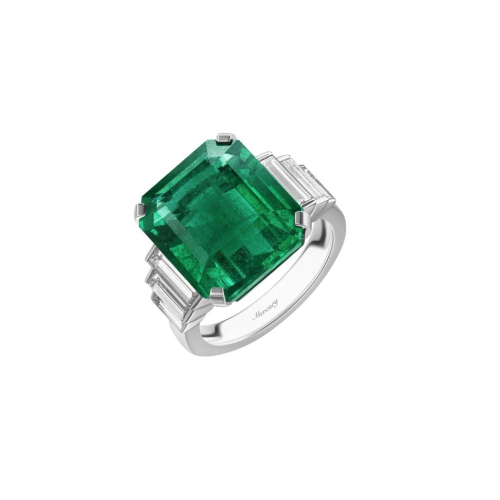 Ring with emerald and diamonds, Color, Mercury, price on request (Mercury)