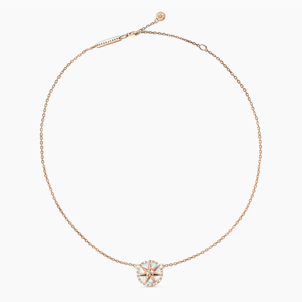 Pendant-choker with rose gold, diamonds and mother-of-pearl, 
