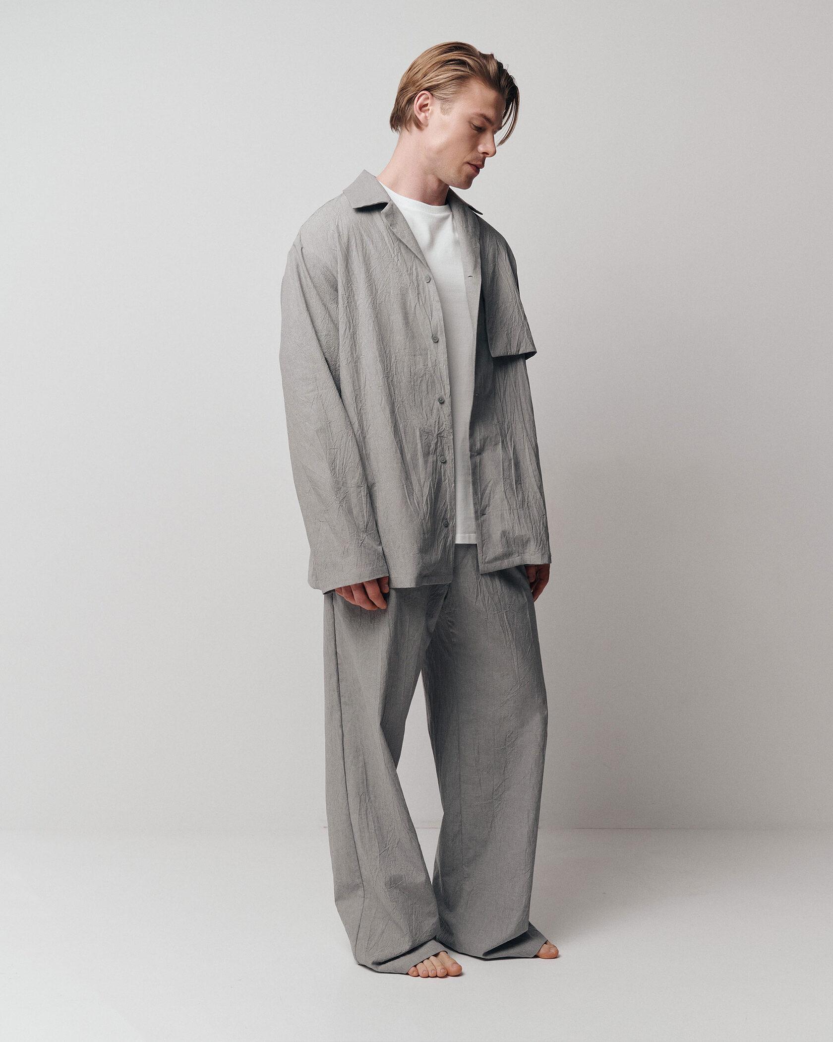 Pajama shirt (RUB 12,990), pajama pants (RUB 12,590) —  SERGACHEVxLVG, LVG (lovegoods.store)