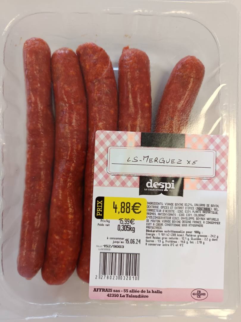 Recall of merguez contaminated with salmonella