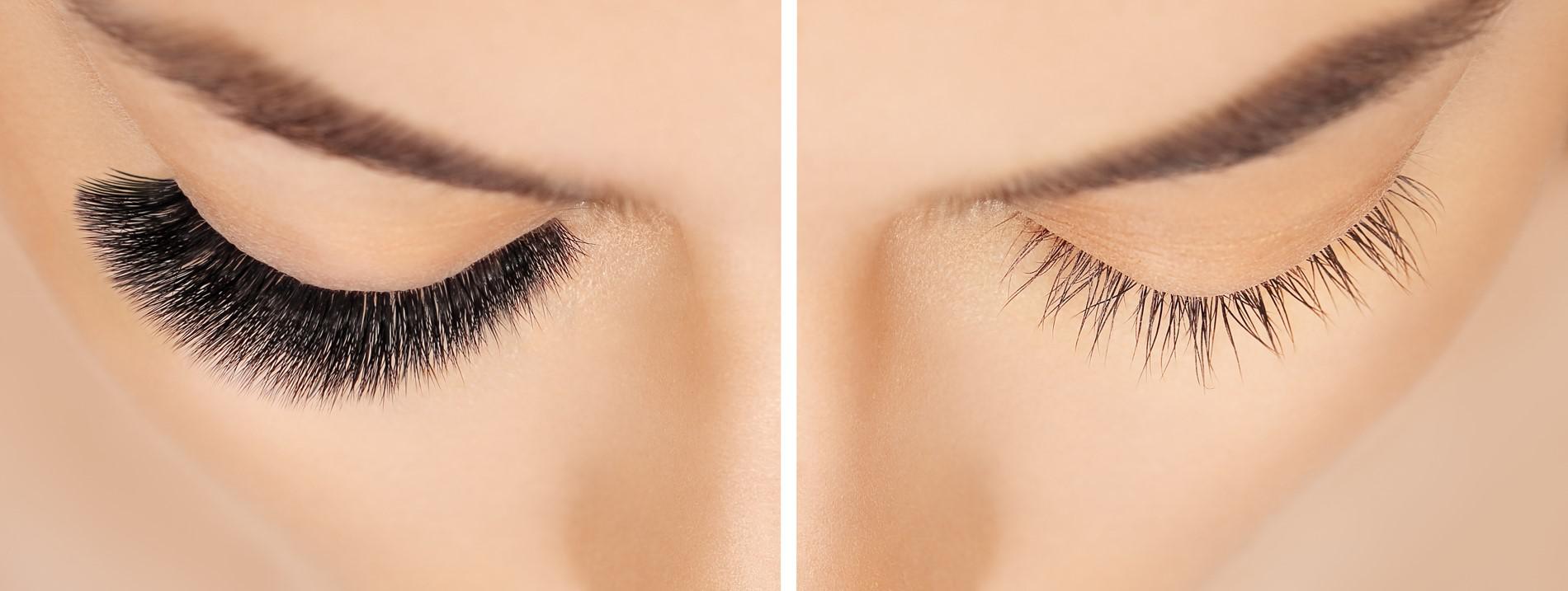 To prevent the edges of extended eyelashes from catching on the eyebrows, the distance from them along the entire length should be at least 2 mm.