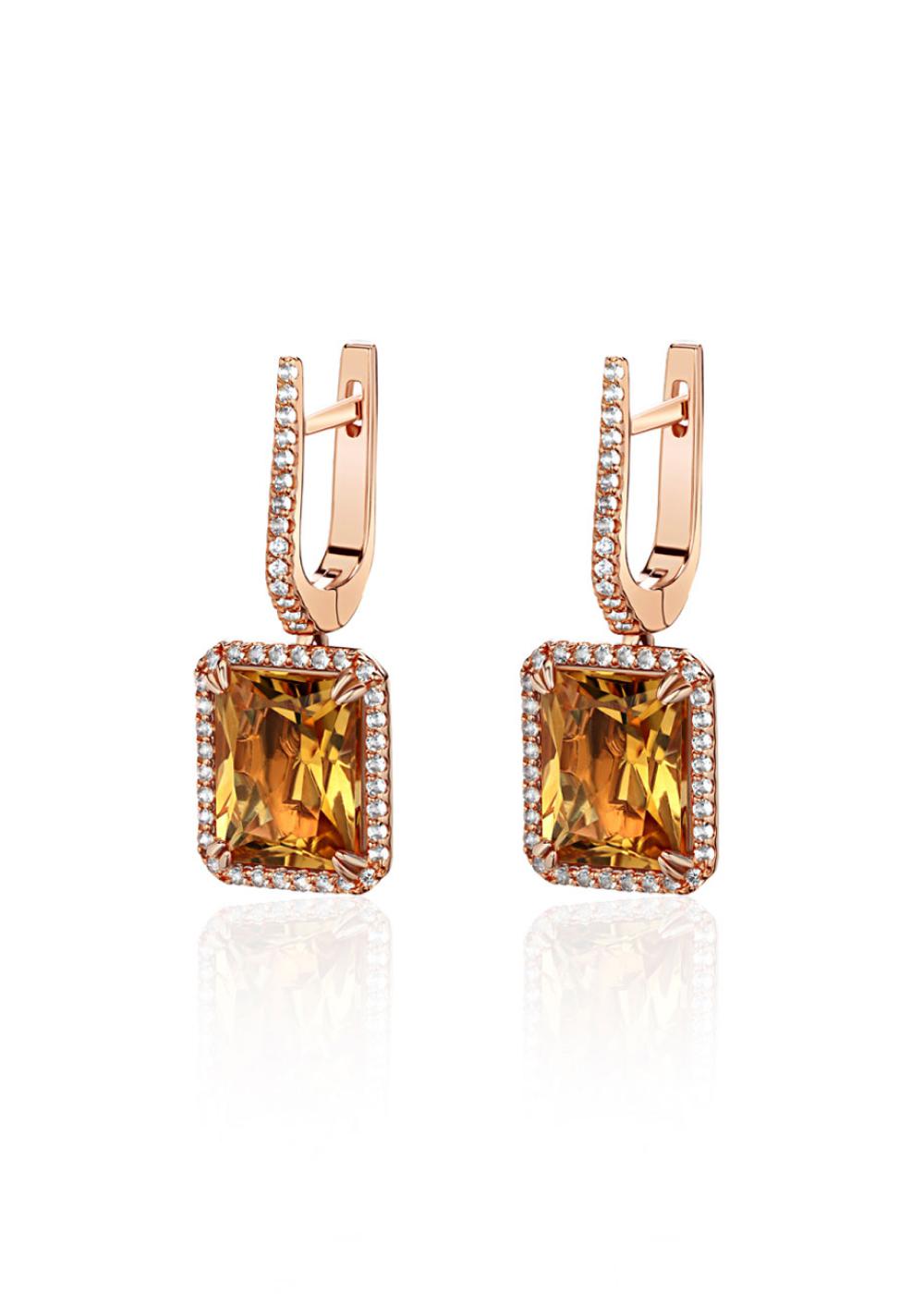 Baguette earrings with citrines in gold plated, Secrets Jewelry, 39,700 rubles (Secrets Jewelry)