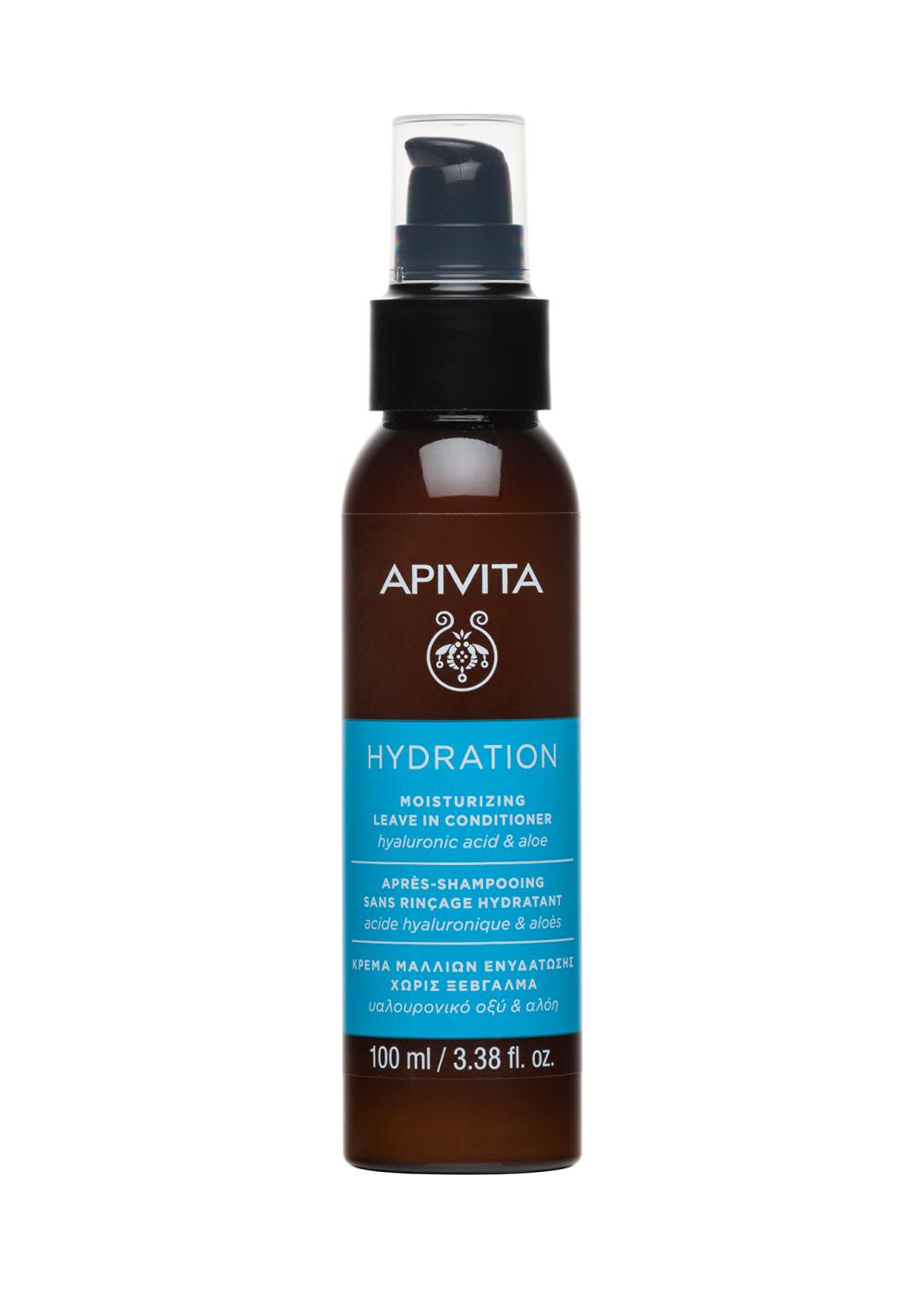 Moisturizing conditioner— hair spray with hyaluronic acid and aloe, Apivita, 944 rubles. (perfectoria.ru)